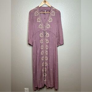 Free People Women’s Embroidered Fable Dress Rayon Lilac Blossom Combo Medium